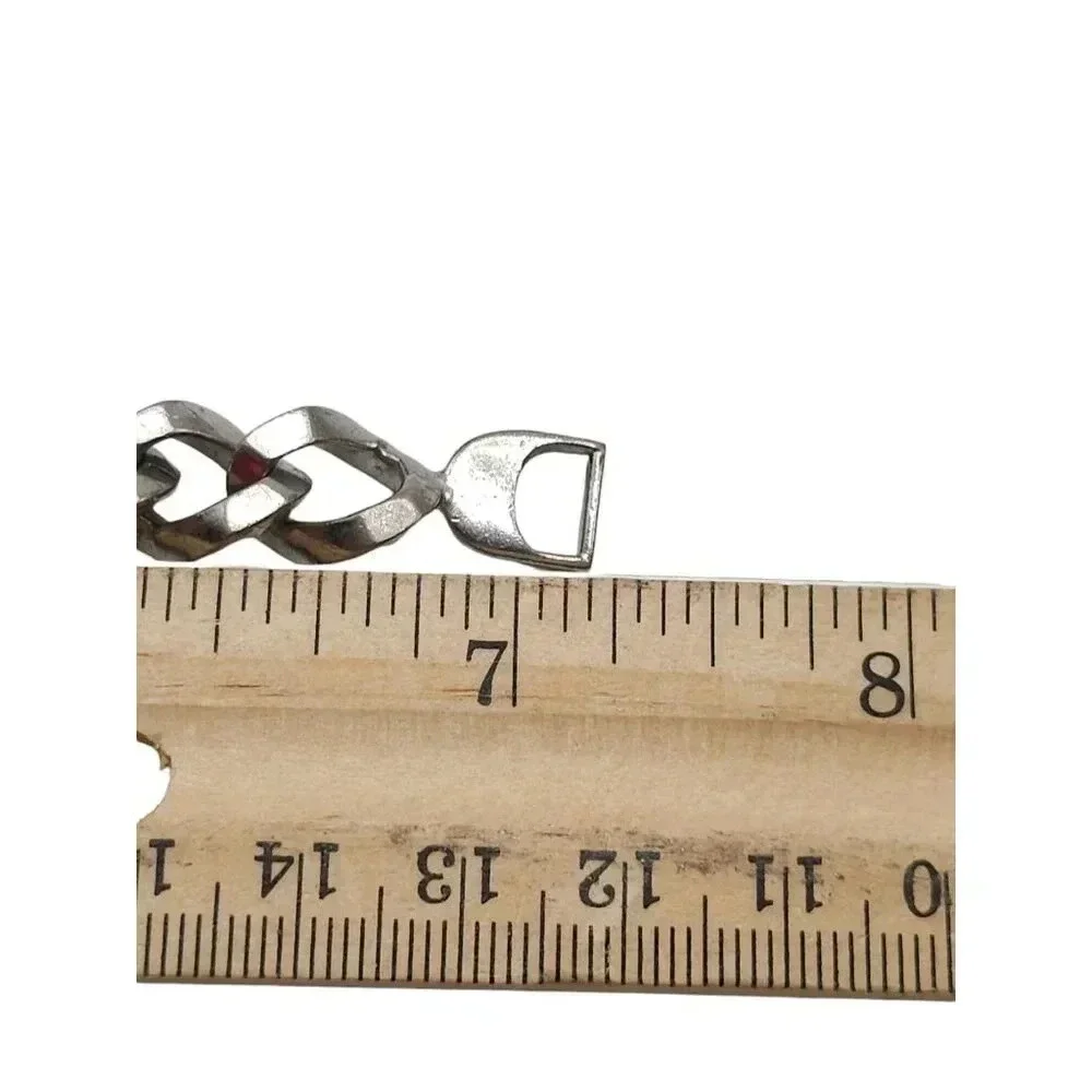 Sperry Curb Chain Bangle Bracelet Fold Over Clasp Silver Tone Vintage